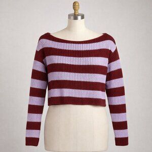 Urban Outfitters Cropped Striped Sweater XS Knit Long Sleeve Cottagecore Y2K